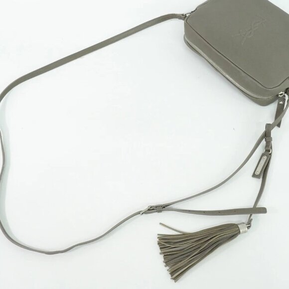 SAINT LAURENT Lou Leather Shoulder Crossbody Camera Bag Gray YSL - Picture 3 of 10